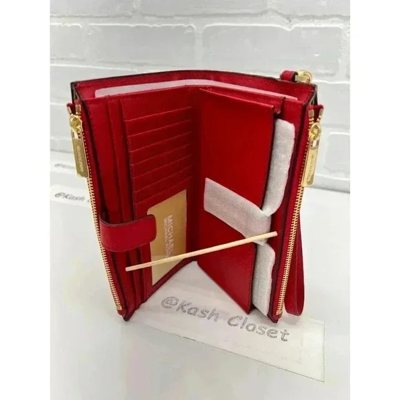Michael Kors Double Zip Wristlet Wallet Bright Red - Picture 5 of 8